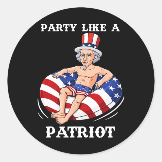 Uncle Sam 4th van juli USA Patriot Fun Ronde Sticker (Voorkant)