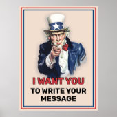 Uncle Sam Aangepaste Tekst werven Poster (Voorkant)