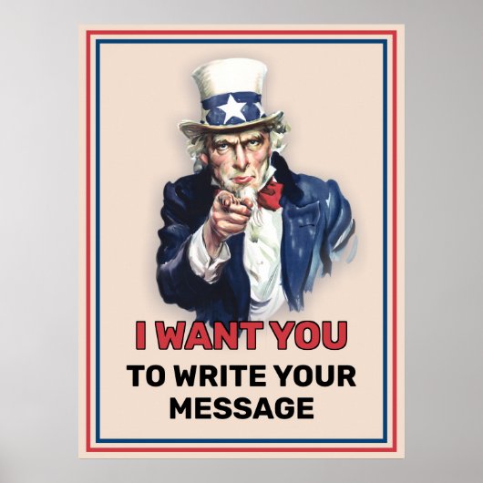 Uncle Sam Aangepaste Tekst werven Poster (Voorkant)