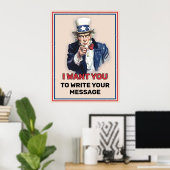 Uncle Sam Aangepaste Tekst werven Poster (Thuiskantoor)