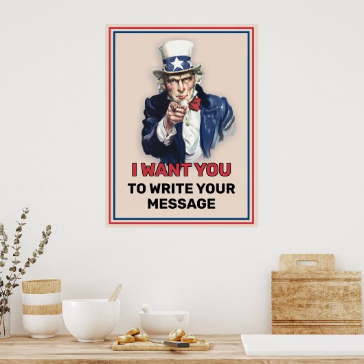 Uncle Sam Aangepaste Tekst werven Poster (Keuken)