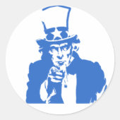Uncle Sam (Blauw) op Sticker (Voorkant)