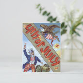 Uncle Sam Cannon Bald Eagle Amerikaans Schild Briefkaart (Staand voorkant)