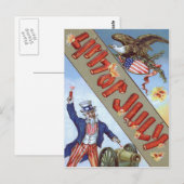 Uncle Sam Cannon Bald Eagle Amerikaans Schild Briefkaart (Voorkant / Achterkant)