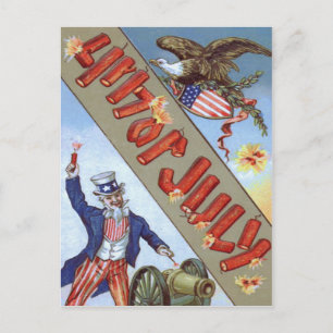 Uncle Sam Cannon Bald Eagle Amerikaans Schild Briefkaart