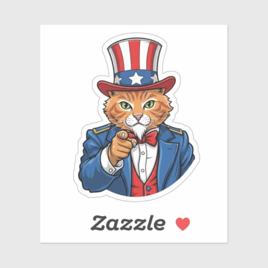 Uncle Sam Cat – Patriottische kat Sticker (Vel)