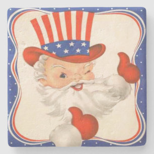 Uncle Sam Claus Patriotic Christmas Stenen Onderzetter