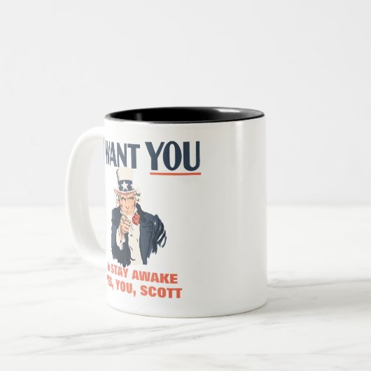 Uncle Sam Custom Bericht Grappig Patriottisch Tweekleurige Koffiemok (Voorkant links)