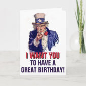 Uncle Sam Custom Birthday Greeting Card Kaart (Voorkant)