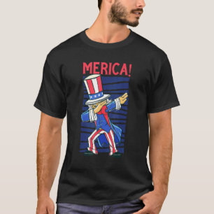 Uncle Sam Dabbing 4th of July Merica Mannen Vrouwe T-shirt