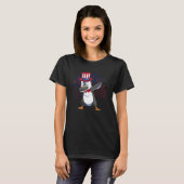 Uncle Sam Dabbing Pinguïn Amerikaanse vlag 4th of T-shirt (Voorkant volledig)