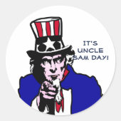 Uncle Sam Day Ronde Sticker (Voorkant)