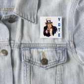 Uncle Sam Democratic Stem Vierkante Button 5,1 Cm (In situ)