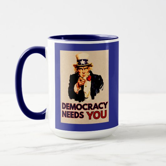 Uncle Sam: "Democratie heeft je nodig" Mok (Links)