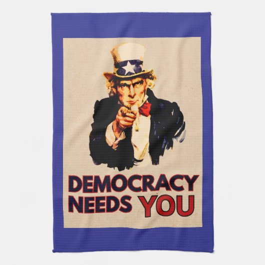 Uncle Sam: "Democratie heeft je nodig" Theedoek (Verticaal)