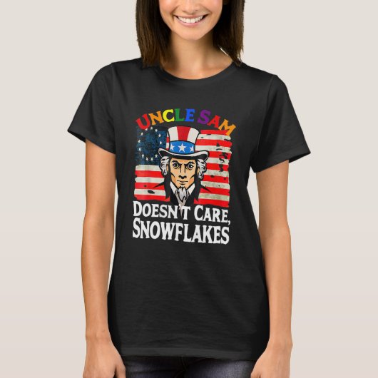 UNCLE SAM DOESN'T CARE SNOWFLAKES Funny American_4 T-shirt (Voorkant)
