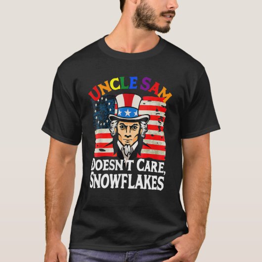 UNCLE SAM DOESN'T CARE SNOWFLAKES Funny American_4 T-shirt (Voorkant)