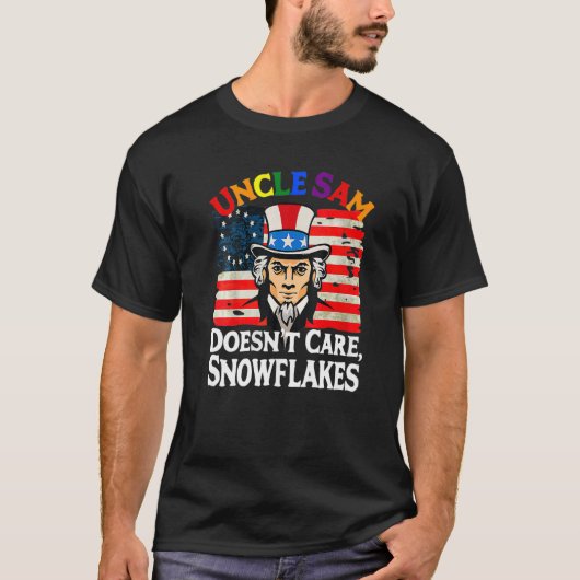 UNCLE SAM DOESN'T CARE SNOWFLAKES Funny American P T-shirt (Voorkant)