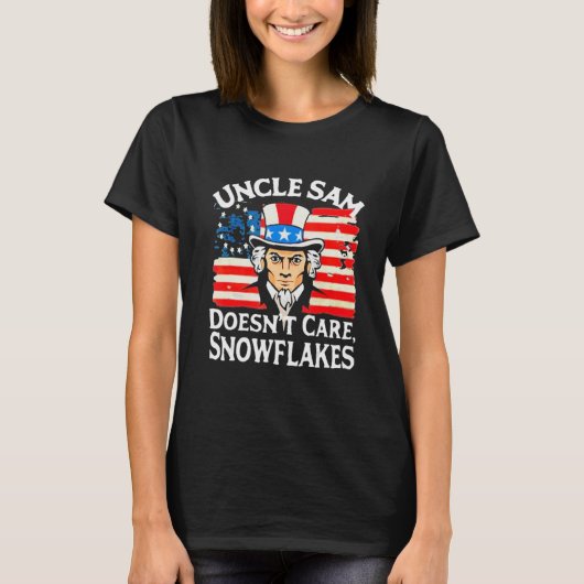 UNCLE SAM DOESN'T CARE SNOWFLAKES Funny American T-shirt (Voorkant)