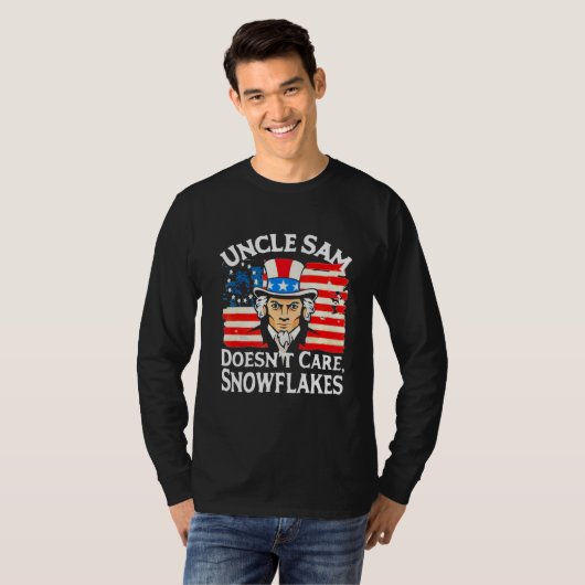 UNCLE SAM DOESN'T CARE SNOWFLAKES Funny American T-shirt (Voorkant volledig)