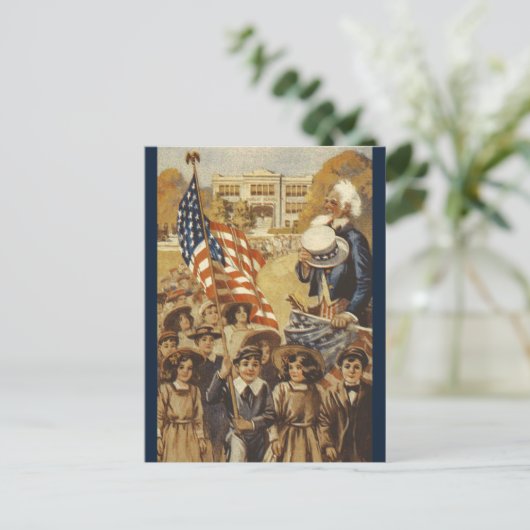  Uncle Sam en de Patriottische Mars Briefkaart (Staand voorkant)