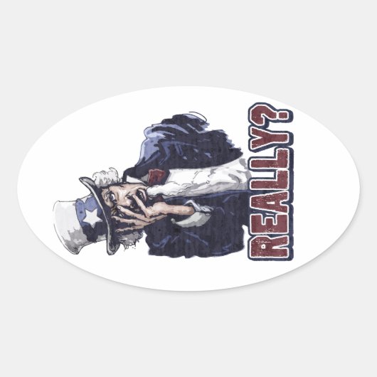 Uncle Sam Facepalm Ovale Sticker (Voorkant)