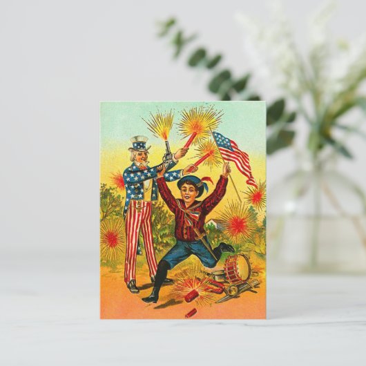  Uncle Sam Fireworks Briefkaart (Staand voorkant)