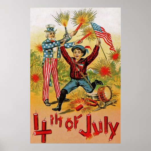 Uncle Sam Fireworks Child op 4 juli Poster (Voorkant)