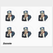 Uncle Sam football Ronde Sticker (Vel)