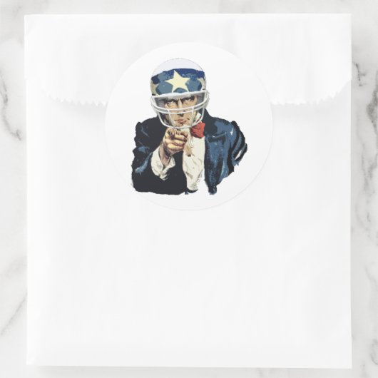 Uncle Sam football Ronde Sticker (Tas)