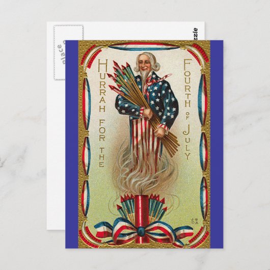 Uncle Sam Forth van juli Briefkaart (Voorkant / Achterkant)