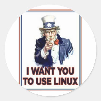 Uncle Sam: Gebruik Linux Ronde Sticker