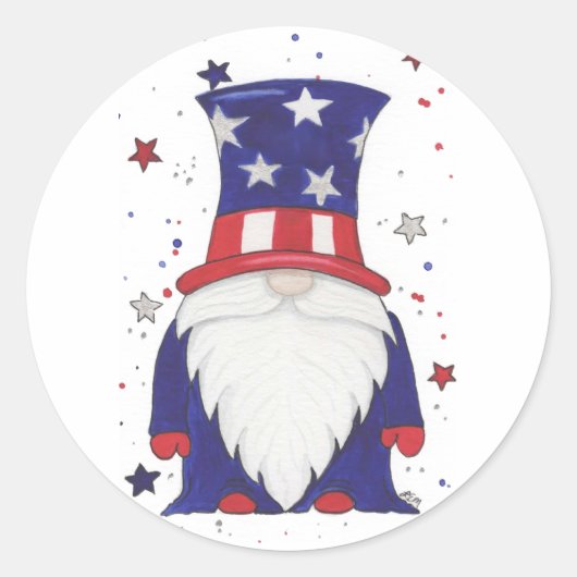 Uncle Sam Gnome Ronde Sticker (Voorkant)