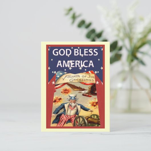 Uncle Sam, God zegene Amerika Briefkaart (Staand voorkant)