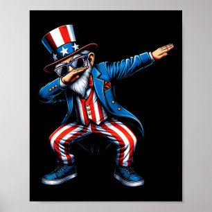 Uncle Sam Grappig 4th van juli Patriottische jonge Poster