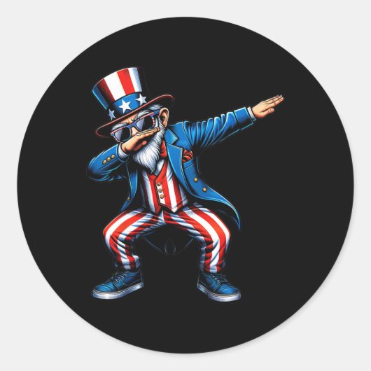 Uncle Sam Grappig 4th van juli Patriottische jonge Ronde Sticker (Voorkant)