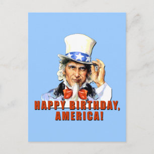 Uncle Sam Happy Birthday America Tshirt Briefkaart