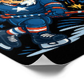 Uncle Sam hockeyspeler 4th of July Patriottische M Poster (Hoek)