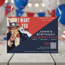Uncle Sam I Want You 4 Juli Verjaardagsfeest