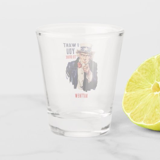 Uncle Sam, ik wil dat je grappig Drink Shot Glas (Achterkant)