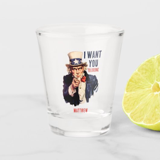 Uncle Sam, ik wil dat je grappig Drink Shot Glas (Voorkant)