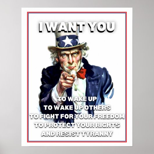 Uncle Sam Ik wil dat je wakker wordt Quote Poster (Voorkant)