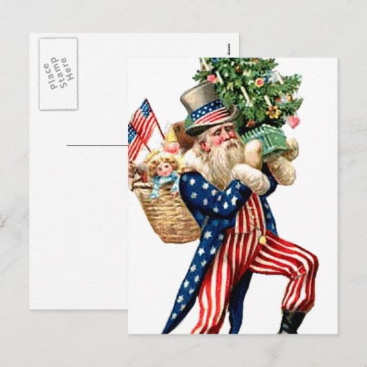 Uncle Sam Kerstman Kerstmis Feestdagenkaart (Voorkant / Achterkant)