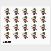 Uncle Sam Kerstman Kerstmis Ronde Sticker (Vel)