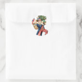 Uncle Sam Kerstman Kerstmis Ronde Sticker (Tas)