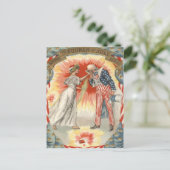 Uncle Sam Lady Liberty Vlag Vuurwerk Briefkaart (Staand voorkant)