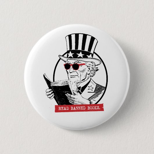 Uncle Sam leest verboden boeken Ronde Button 5,7 Cm (Voorkant)