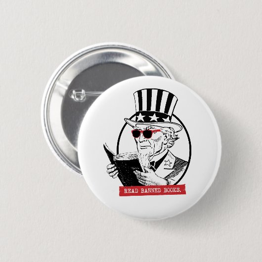 Uncle Sam leest verboden boeken Ronde Button 5,7 Cm (Voorkant /achterkant)