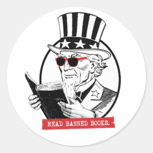 Uncle Sam leest verboden boeken Ronde Sticker