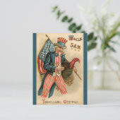  Uncle Sam met een Amerikaanse en Turkse vlag Briefkaart (Staand voorkant)